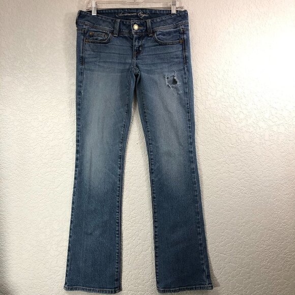 American Eagle Distressed Stretch Slim Bootcut Jeans - Picture 1 of 6